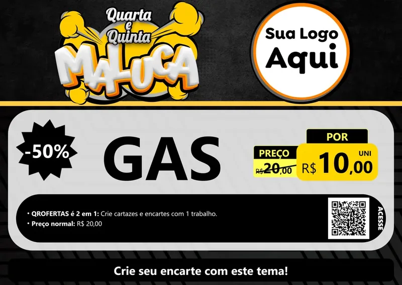 Modelo de Cartaz para Cartaz A4 Horizontal com o tema Quarta e Quinta Maluca para Água e gás