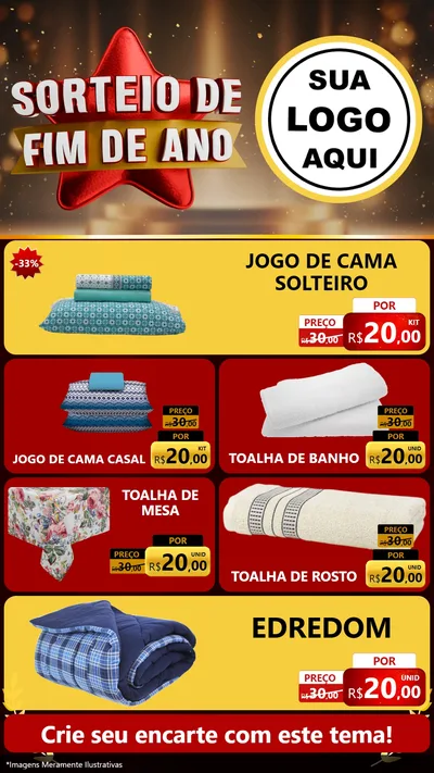 Modelo de TV para TV Vertical com o tema Sorteio de Fim de Ano para Cama, Mesa e Banho