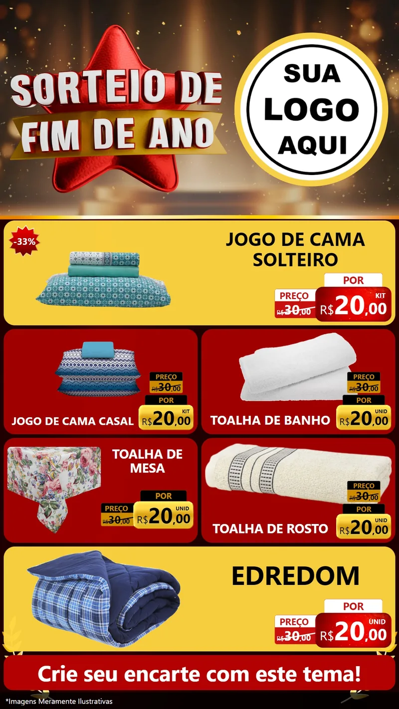 Modelo de TV para TV Vertical com o tema Sorteio de Fim de Ano para Cama, Mesa e Banho