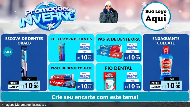 Modelo de TV para TV Horizontal com o tema Promoções de Inverno para Higiene Pessoal