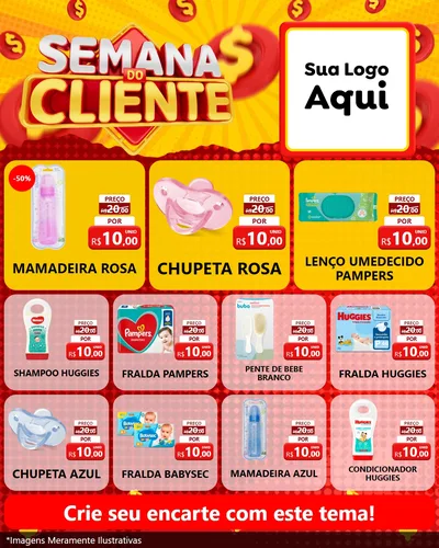 Modelo de Rede Social para Feed Instagram com o tema Semana do Cliente para Bebês