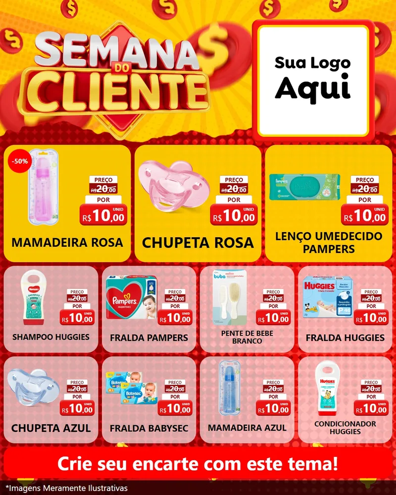 Modelo de Rede Social para Feed Instagram com o tema Semana do Cliente para Bebês