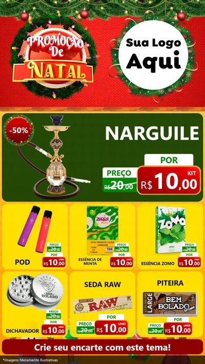 Modelo de Rede Social para Stories com o tema Promoção de Natal para Tabacaria