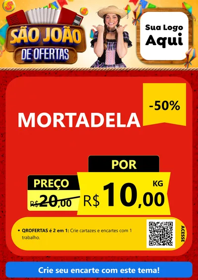 Modelo de Cartaz para Cartaz A4 Vertical com o tema São João de Ofertas para Frios e Laticínios