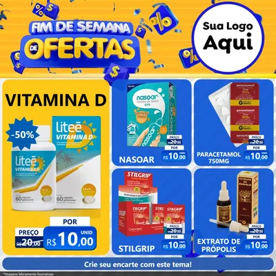 Modelo de Rede Social para Feed Facebook com o tema Fim de Semana de Ofertas para Farmácia