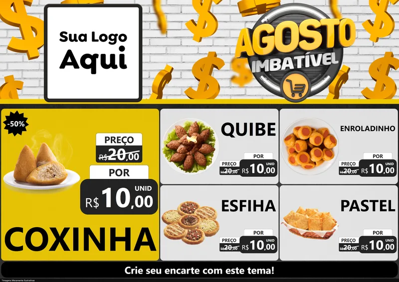Modelo de Encarte para Encarte A4 Horizontal com o tema Agosto imbatível para Salgadaria