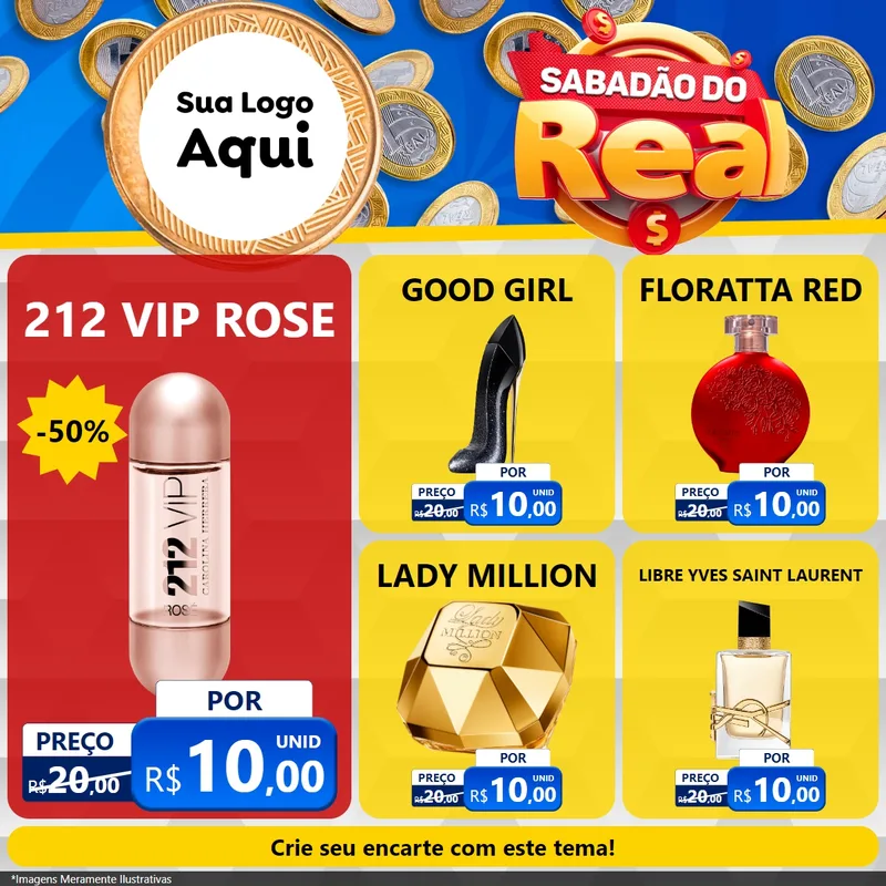 Modelo de Rede Social para Feed Facebook com o tema Sabadão do Real para Perfumes