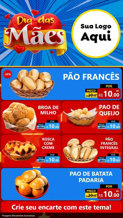 Modelo de TV para TV Vertical com o tema Dia das Mães para Padaria