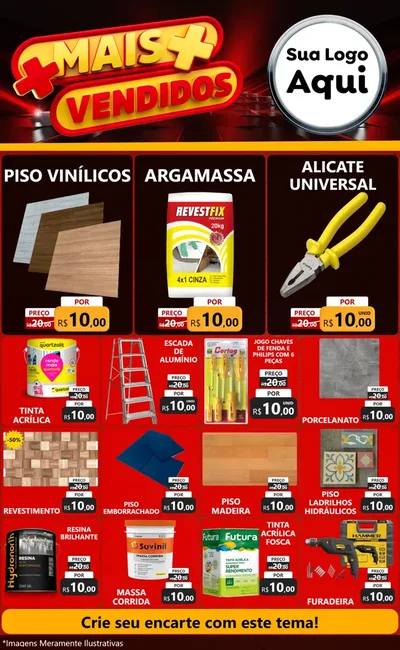 Modelo de Encarte para Encarte Grande com o tema Mais Vendidos para Material para Construção