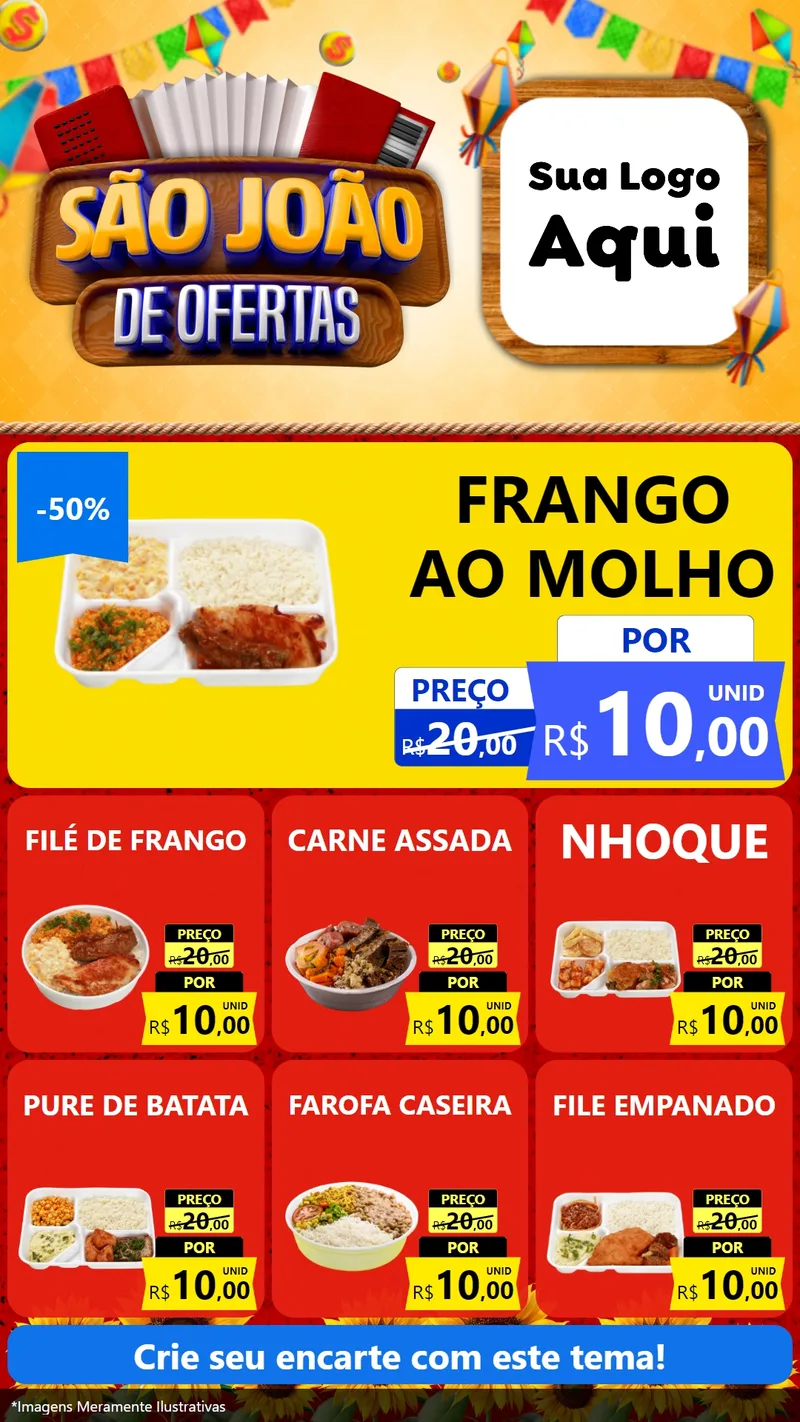 Modelo de Rede Social para Stories com o tema São João de Ofertas para Restaurante