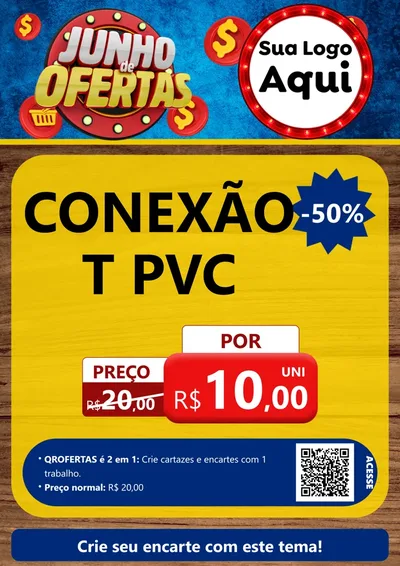Modelo de Cartaz para Cartaz A4 Vertical com o tema Junho de Ofertas para Tubos e conexões