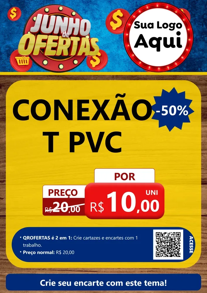 Modelo de Cartaz para Cartaz A4 Vertical com o tema Junho de Ofertas para Tubos e conexões