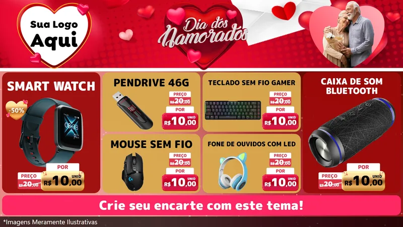 Modelo de TV para TV Horizontal com o tema Dia Dos Namorados para Informática