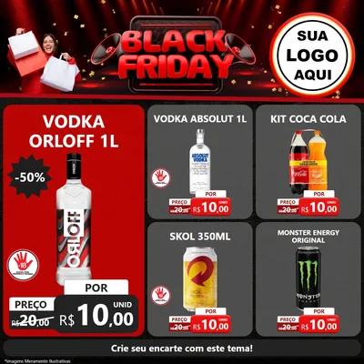 Modelo de Rede Social para Feed Facebook com o tema Black Friday para Distribuidora de bebidas