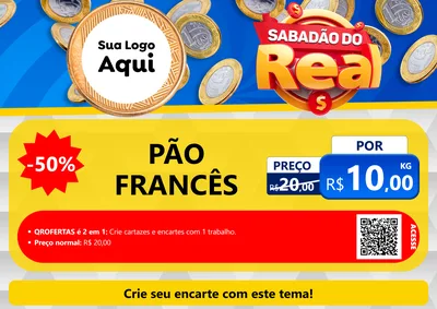 Modelo de Cartaz para Cartaz A4 Horizontal com o tema Sabadão do Real para Padaria