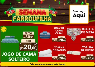 Modelo de Encarte para Encarte A4 Horizontal com o tema Semana Farroupilha para Cama, Mesa e Banho