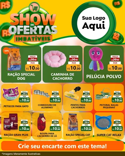 Modelo de Rede Social para Feed Instagram com o tema Show de Ofertas Imbatíveis para Pet Shop