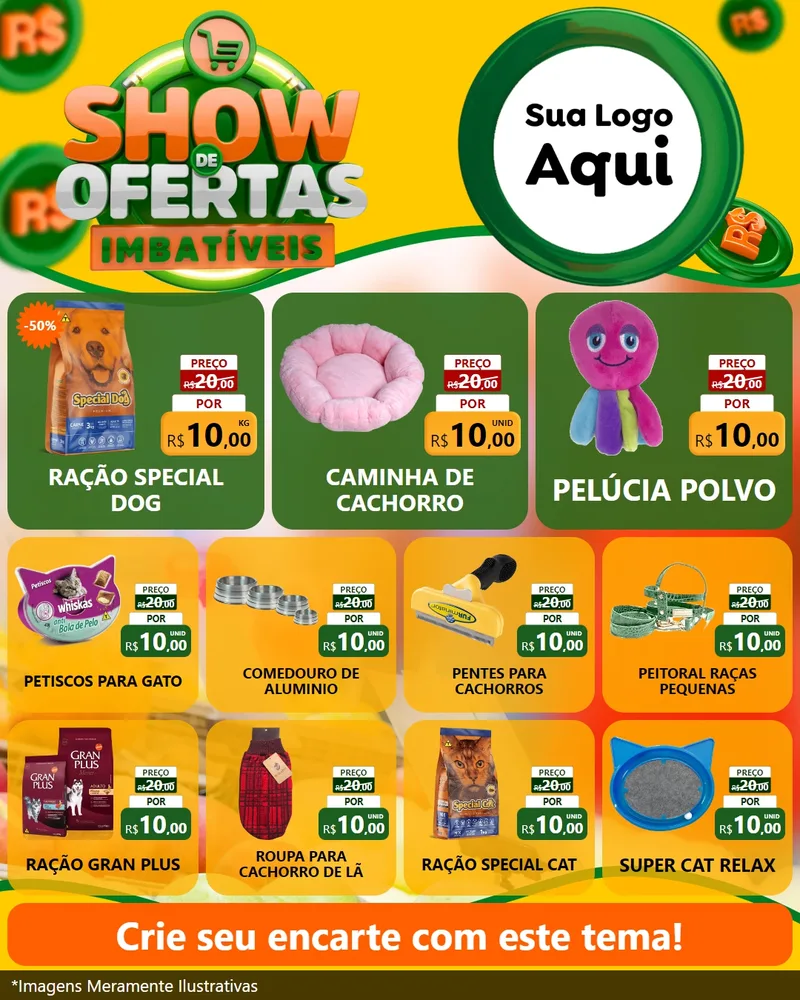 Modelo de Rede Social para Feed Instagram com o tema Show de Ofertas Imbatíveis para Pet Shop