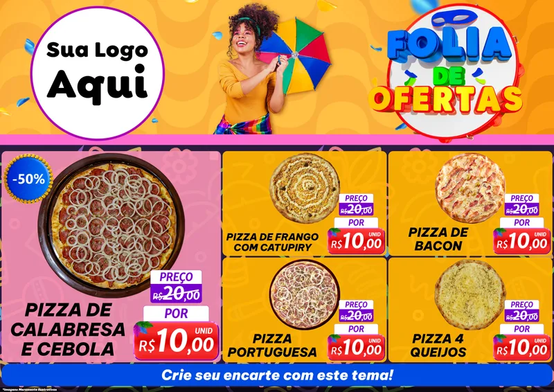Modelo de Encarte para Encarte A4 Horizontal com o tema Folia de Ofertas para Pizzaria