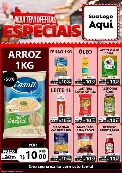 Modelo de Encarte para Encarte A4 Vertical com o tema Aqui Tem Ofertas Especiais para Supermercado
