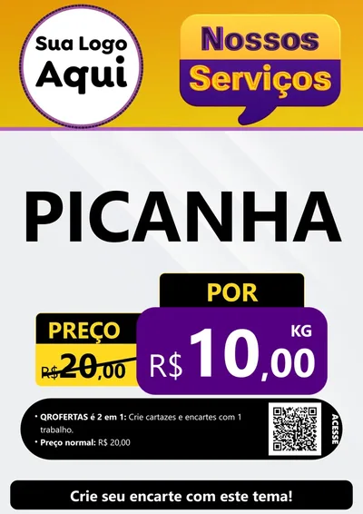 Modelo de Cartaz para Cartaz A4 Vertical com o tema Nossos Serviços para Açougue