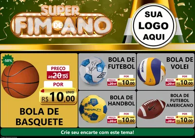 Modelo de Encarte para Encarte A4 Horizontal com o tema Super Fim de Ano para Artigos Esportivos