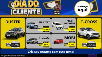 Modelo de TV para TV Horizontal com o tema Dia Do Cliente para Concessionaria de Carros