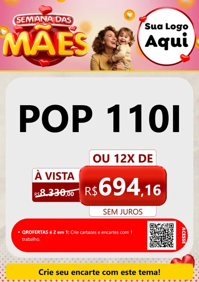 Modelo de Cartaz para Cartaz A4 Vertical com o tema Semana das Mães para Concessionaria de Motos
