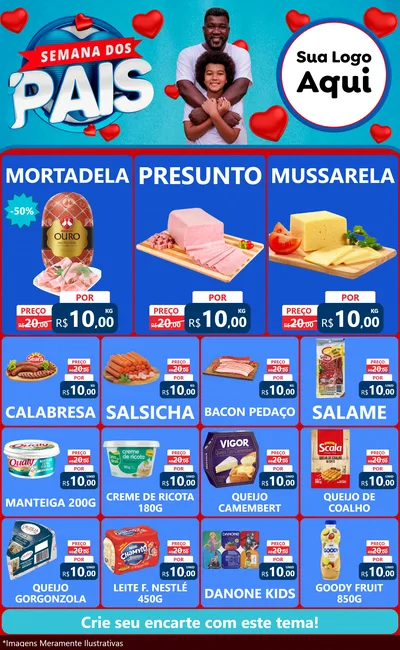Modelo de Encarte para Encarte Grande com o tema Semana Dos Pais para Frios e Laticínios
