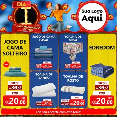Modelo de Rede Social para Feed Facebook com o tema Dia I - O Dia Mais Barato Do Mês para Cama, Mesa e Banho