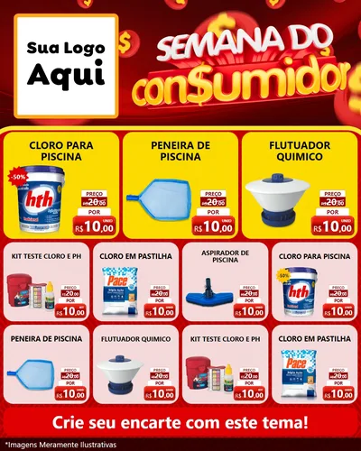Modelo de Rede Social para Feed Instagram com o tema Semana do Consumidor para Produtos para Piscina