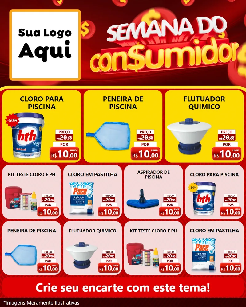 Modelo de Rede Social para Feed Instagram com o tema Semana do Consumidor para Produtos para Piscina