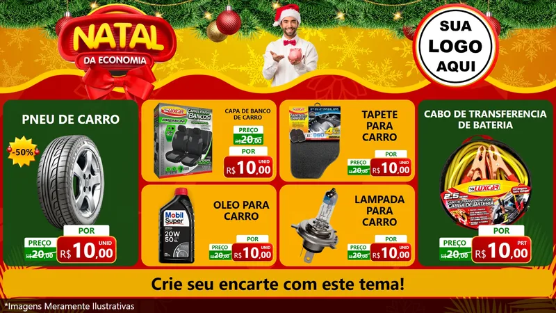 Modelo de TV para TV Horizontal com o tema Natal da Economia para Auto peças
