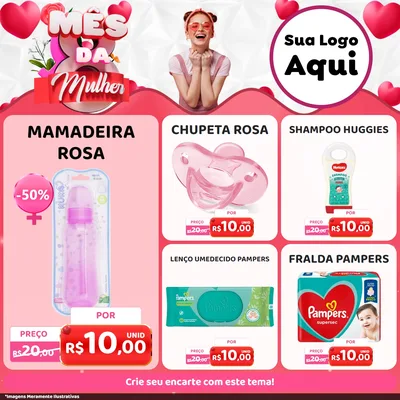 Modelo de Rede Social para Feed Facebook com o tema Mês da Mulher para Bebês