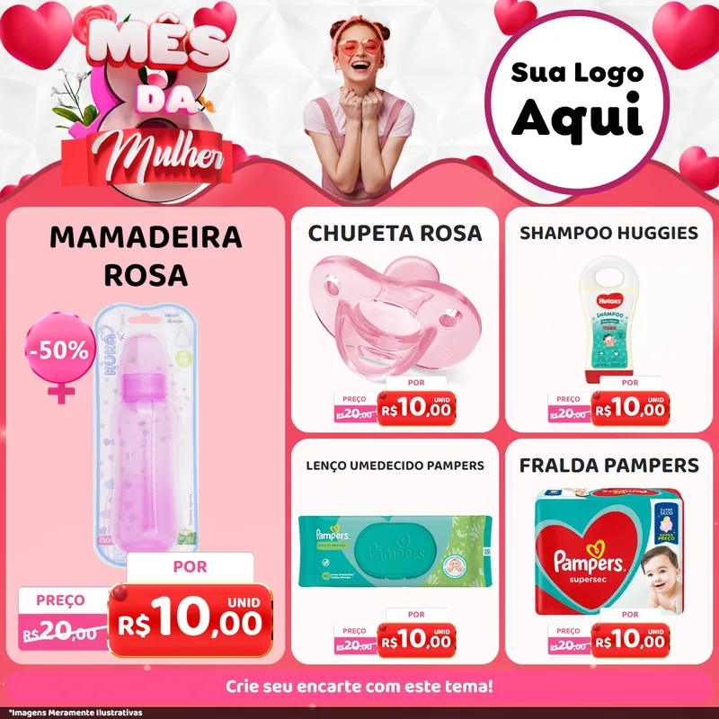 Modelo de Rede Social para Feed Facebook com o tema Mês da Mulher para Bebês