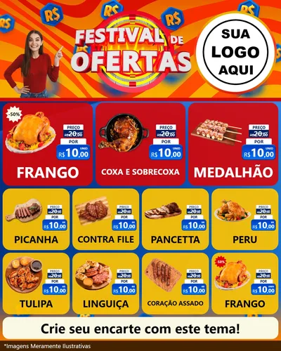 Modelo de Rede Social para Feed Instagram com o tema Festival de Ofertas para Assados