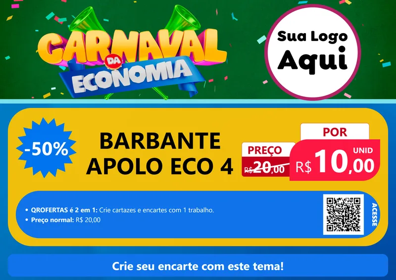 Modelo de Cartaz para Cartaz A4 Horizontal com o tema Carnaval da Economia para Armarinho e Aviamentos