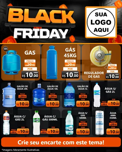 Modelo de Rede Social para Feed Instagram com o tema Black Friday para Água e gás