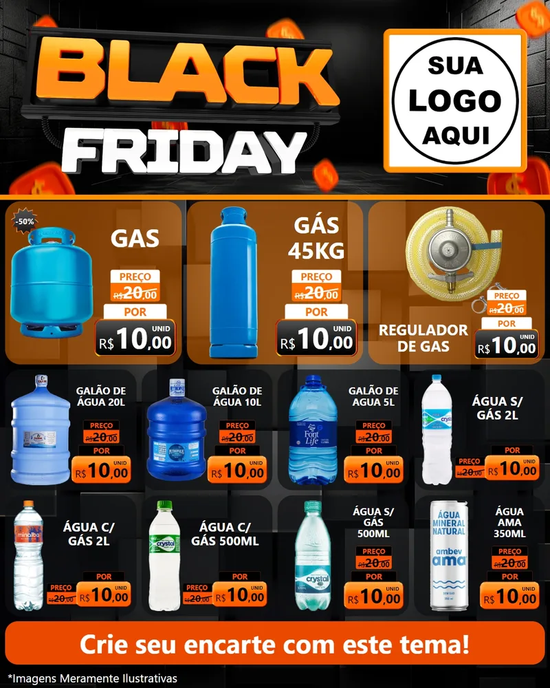 Modelo de Rede Social para Feed Instagram com o tema Black Friday para Água e gás