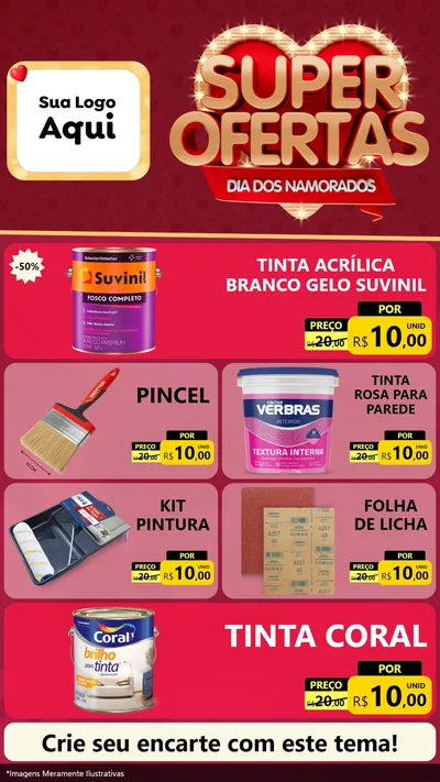 Modelo de TV para TV Vertical com o tema Dia dos Namorados para Tintas e Ferramentas