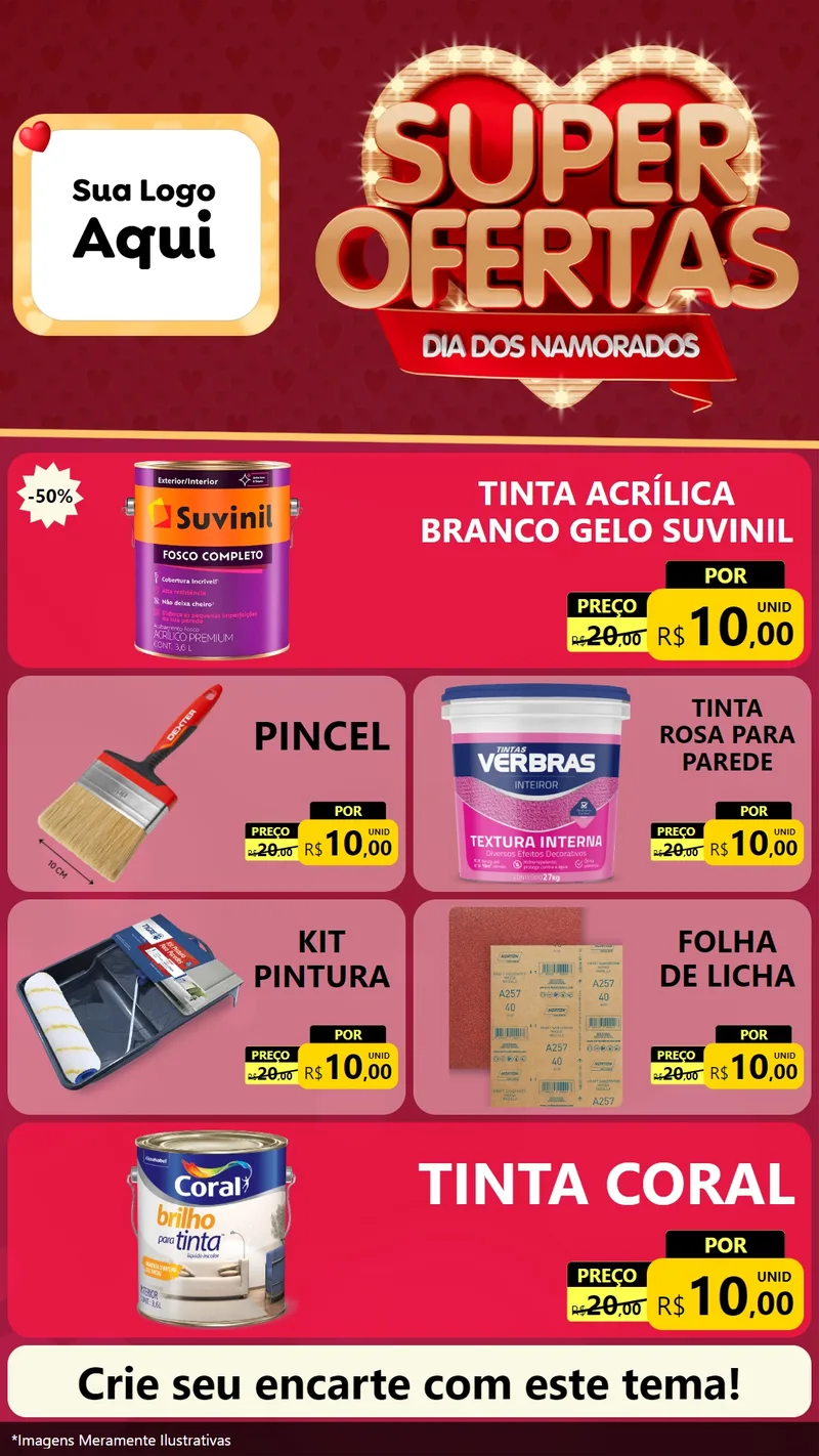 Modelo de TV para TV Vertical com o tema Dia dos Namorados para Tintas e Ferramentas