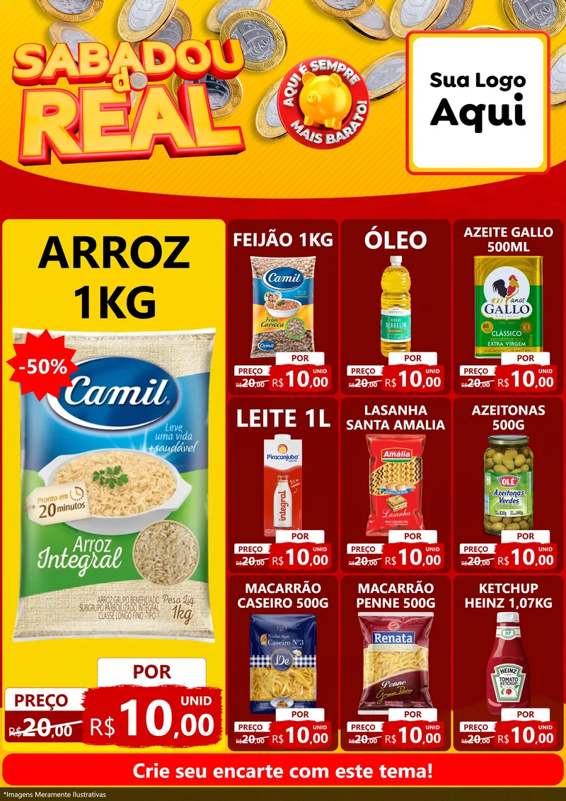 Modelo de Encarte para Encarte A4 Vertical com o tema Sabadou do Real para Supermercado