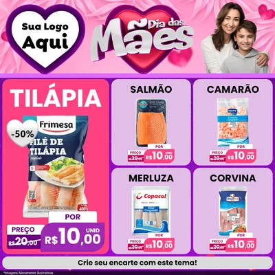 Modelo de Rede Social para Feed Facebook com o tema Dia das Mães para Peixaria