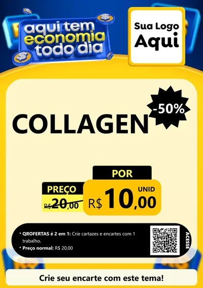 Modelo de Cartaz para Cartaz A4 Vertical com o tema Aqui Tem Economia Todo Dia para Suplementos alimentares