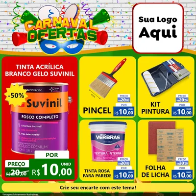 Modelo de Rede Social para Feed Facebook com o tema Carnaval de Ofertas para Tintas e Ferramentas