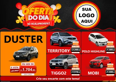 Modelo de Encarte para Encarte A4 Horizontal com o tema Oferta do Dia - Só hoje, Aproveite! para Concessionaria de Carros