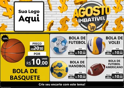 Modelo de Encarte para Encarte A4 Horizontal com o tema Agosto imbatível para Artigos Esportivos
