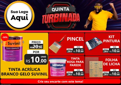 Modelo de Encarte para Encarte A4 Horizontal com o tema Quinta Turbinada para Tintas e Ferramentas