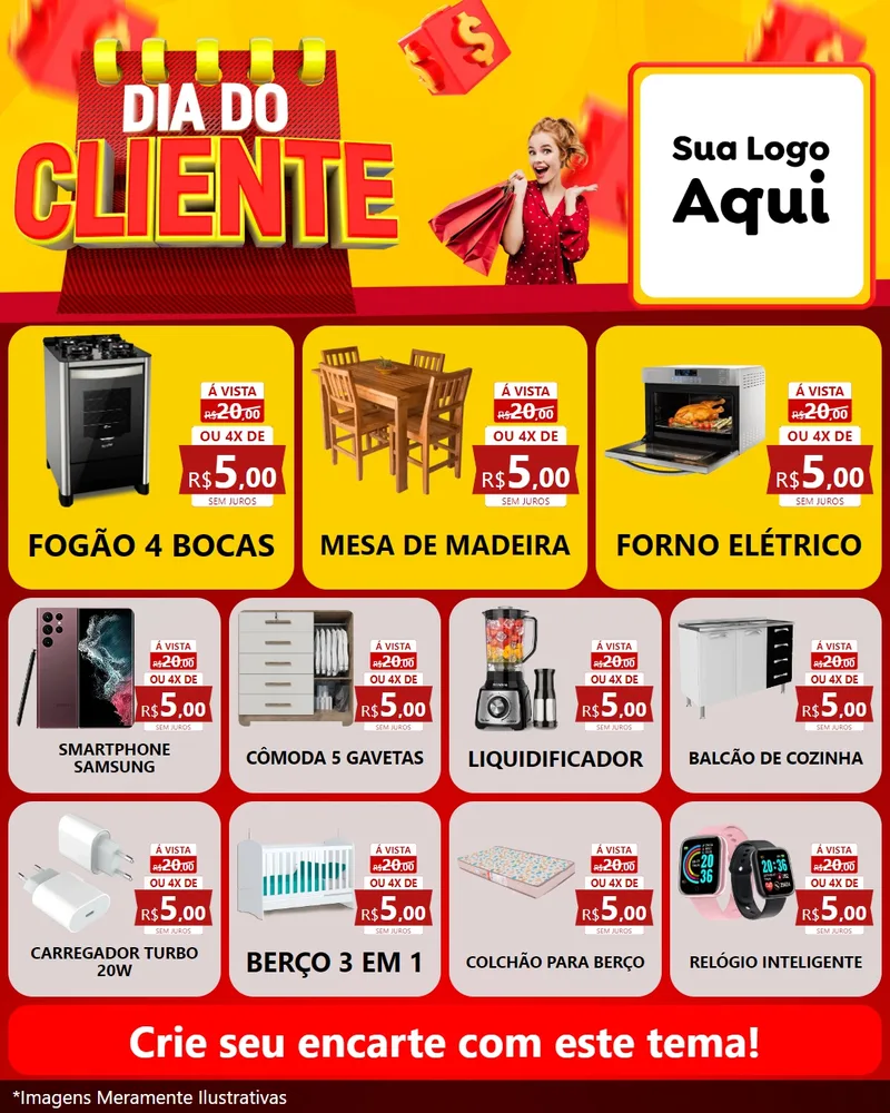 Modelo de Rede Social para Feed Instagram com o tema Dia do Cliente para Móveis e Eletro