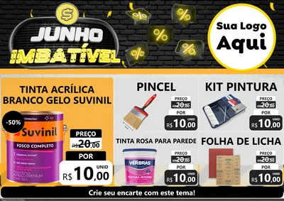 Modelo de Encarte para Encarte A4 Horizontal com o tema Junho Imbatível para Tintas e Ferramentas